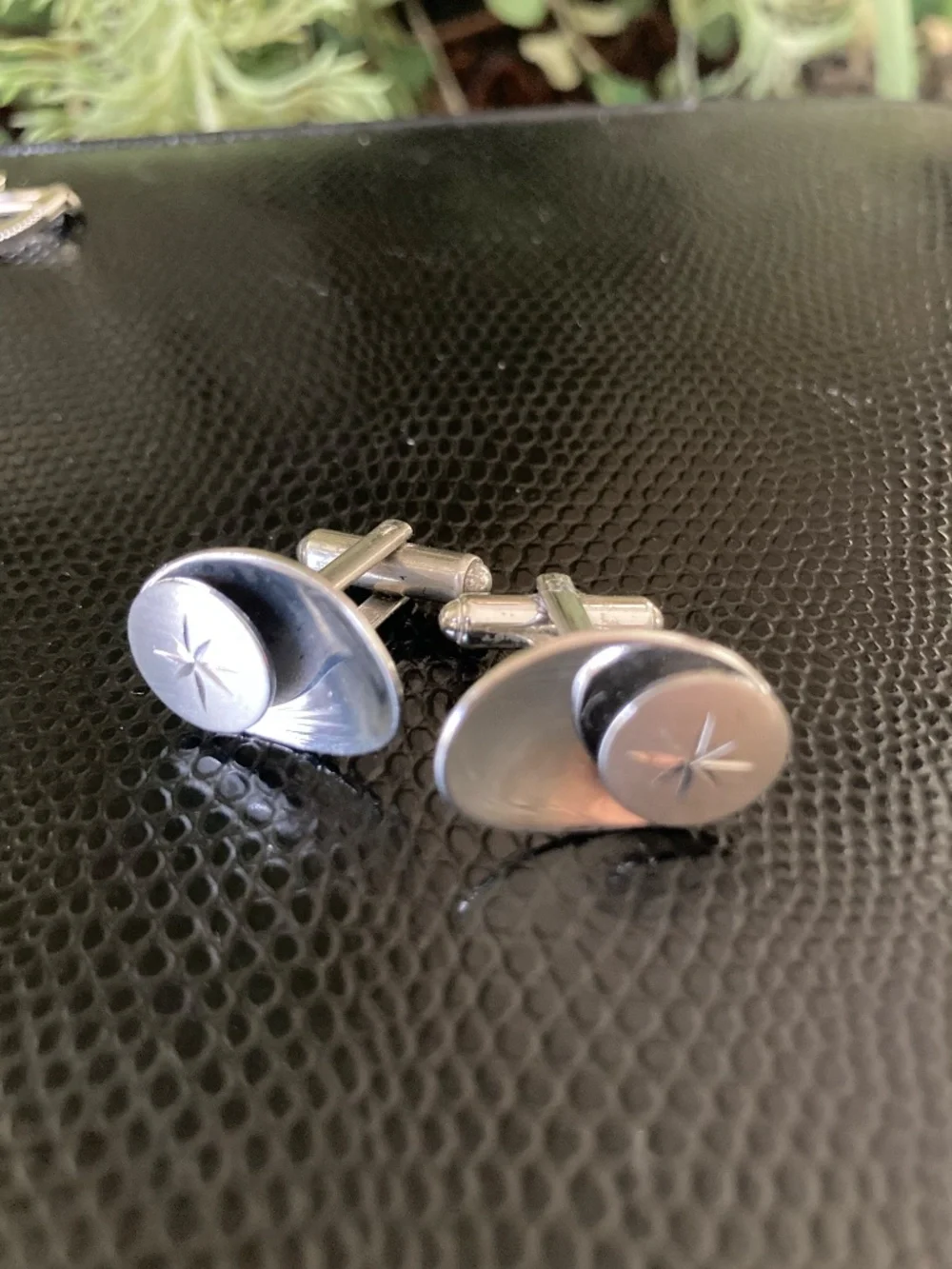 Vintage Swank Silver-Tone Starburst Cufflinks – Mid-Century Formal Wear